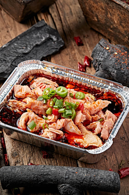 炭烤锡纸香辣红油肥肠图片