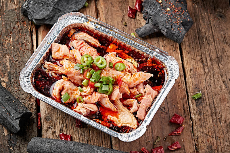 炭烤锡纸香辣红油肥肠图片