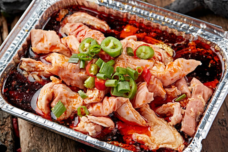 炭烤锡纸香辣红油肥肠图片