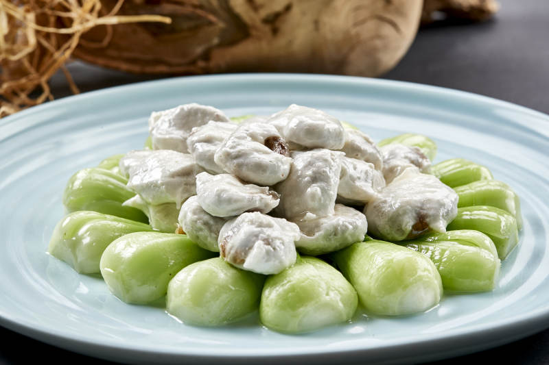 烧油菜配飞龙炒杏鲍菇图片