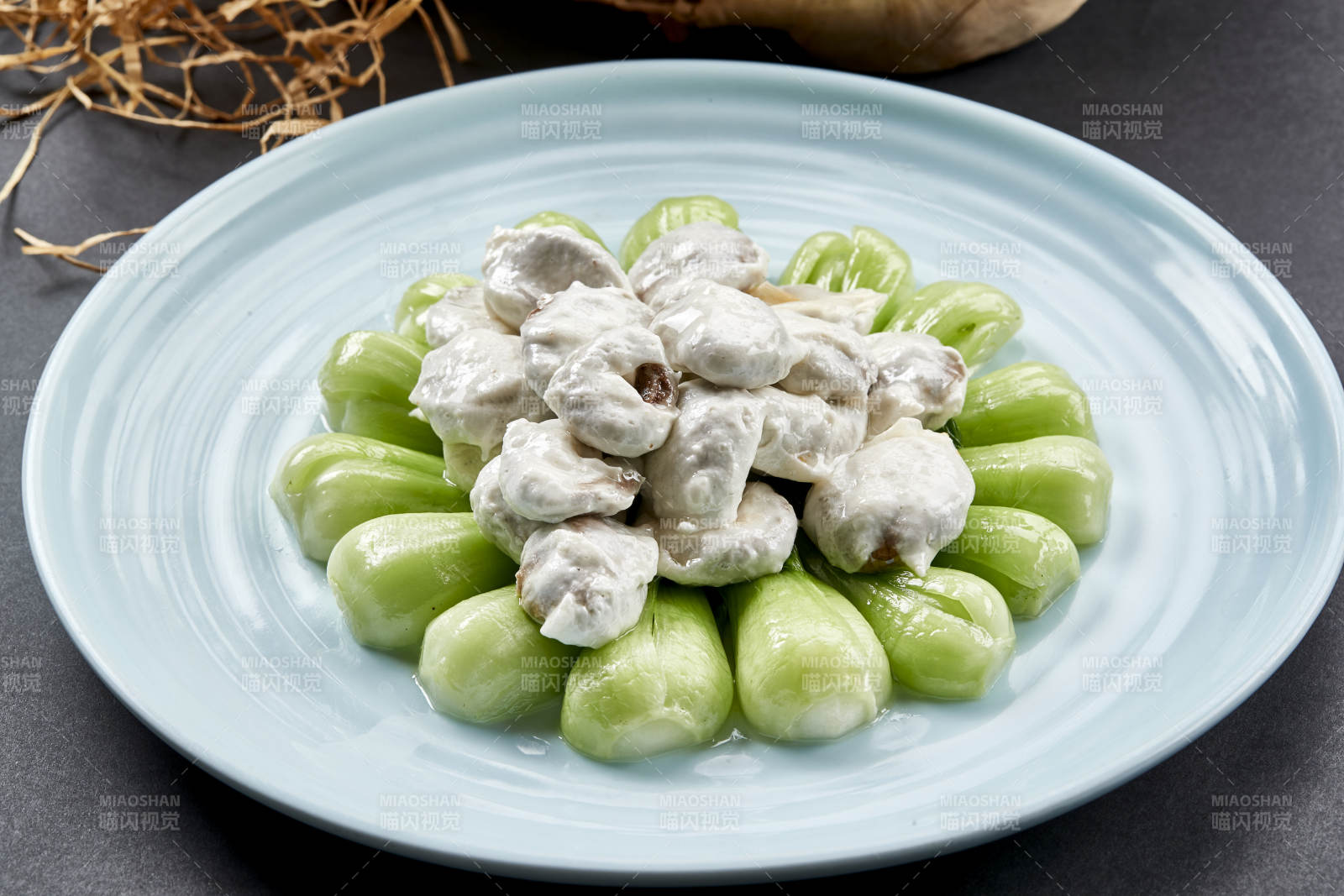 烧油菜配飞龙炒杏鲍菇图片