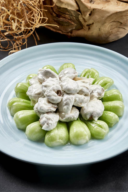 烧油菜配飞龙炒杏鲍菇图片