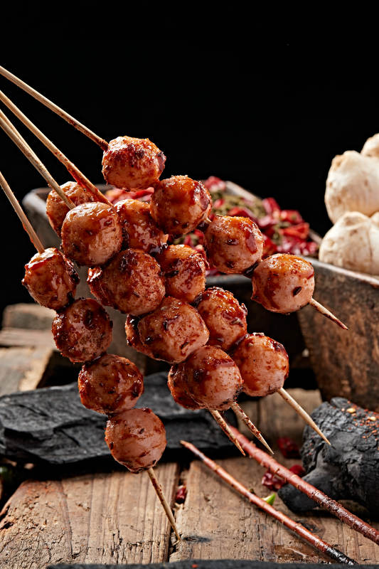 炭烤鱼丸虾丸图片