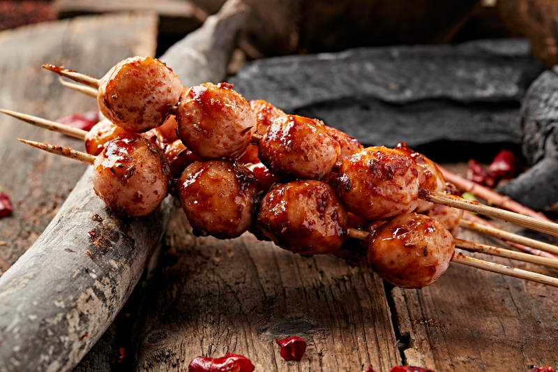 炭烤鱼丸虾丸图片