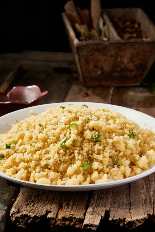 地方特色美食莜面炒傀儡图片