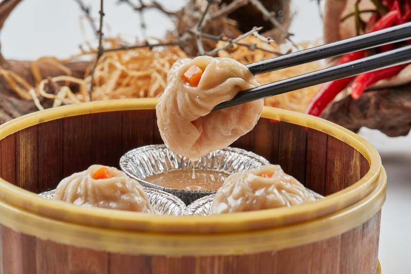 精美茶餐点心灌汤小笼包图片