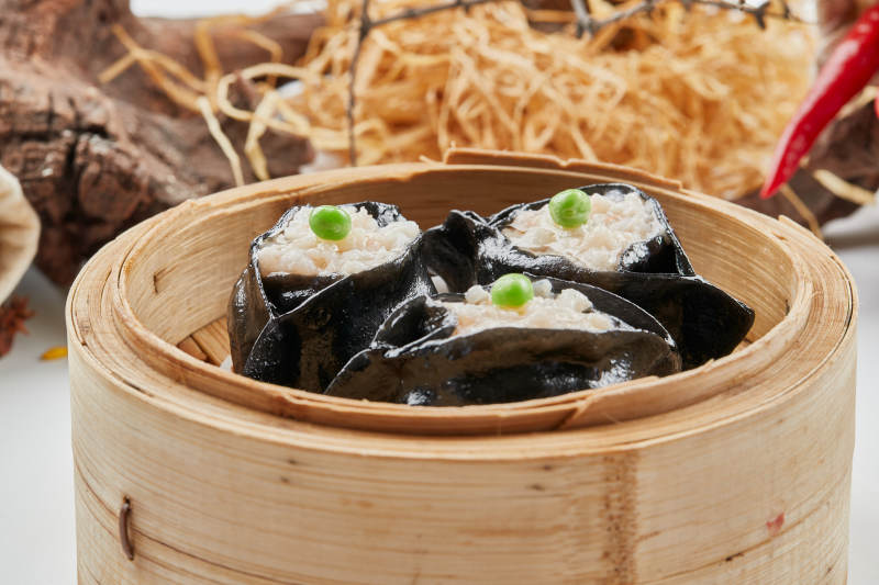 美味茶餐黑米虾绒蒸饺图片