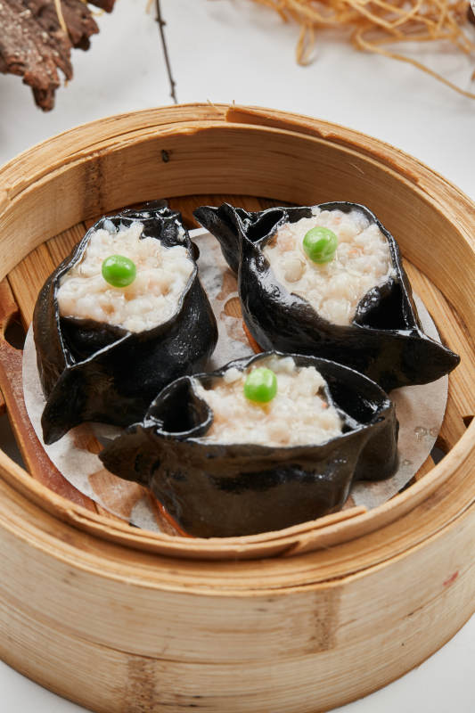 美味茶餐黑米虾绒蒸饺图片