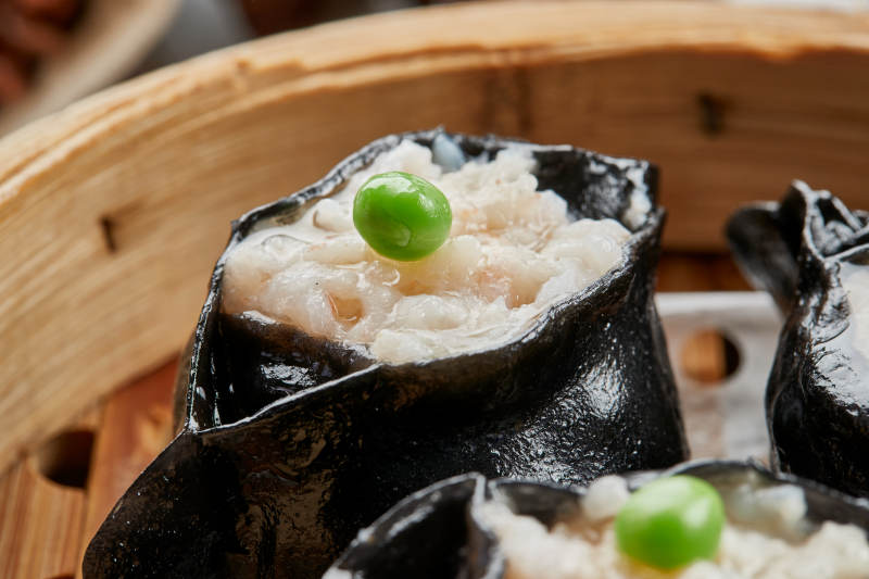 美味茶餐黑米虾绒蒸饺图片