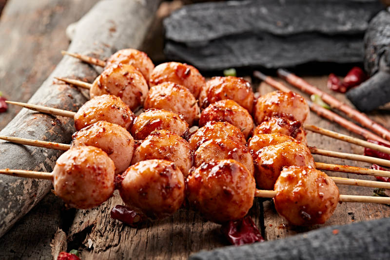 炭烤鱼丸虾丸图片