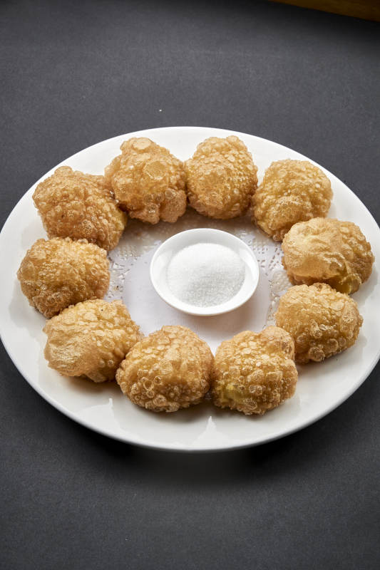 张家口地区张垣美食沾糖传统油炸黄糕图片