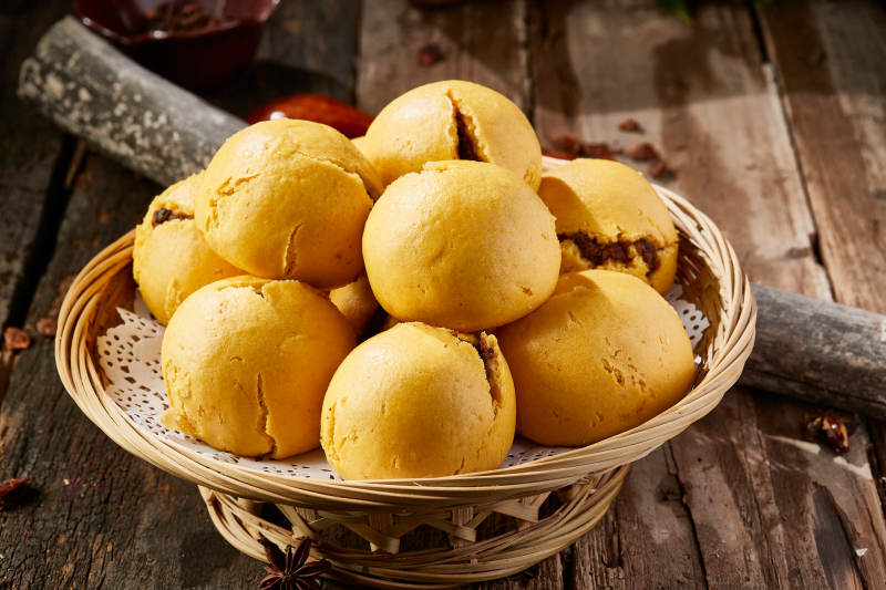 面豆馅开花黄馍馍图片