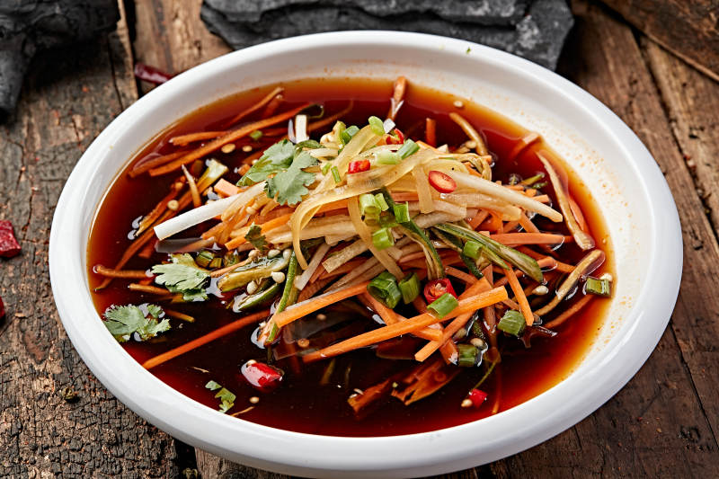 美味凉菜浇汁醋腌爽口三丝图片