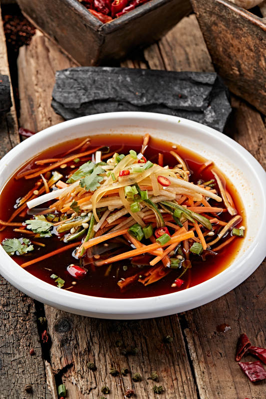 美味凉菜浇汁醋腌爽口三丝图片