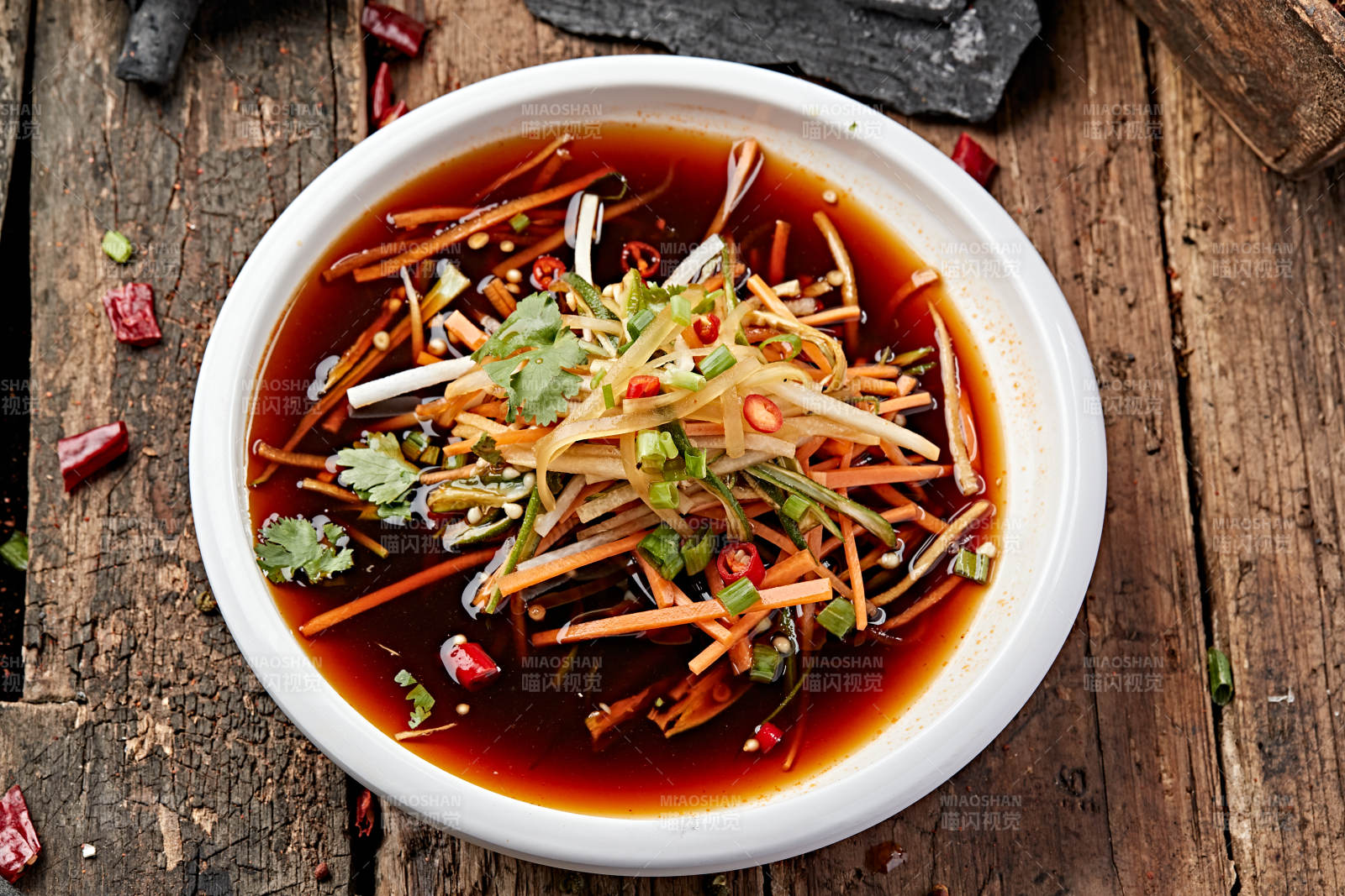 美味凉菜浇汁醋腌爽口三丝图片