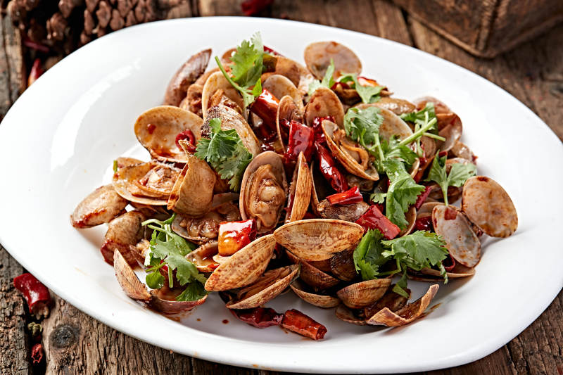 小海鲜辣炒花蛤图片