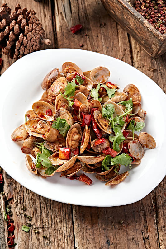 小海鲜辣炒花蛤图片