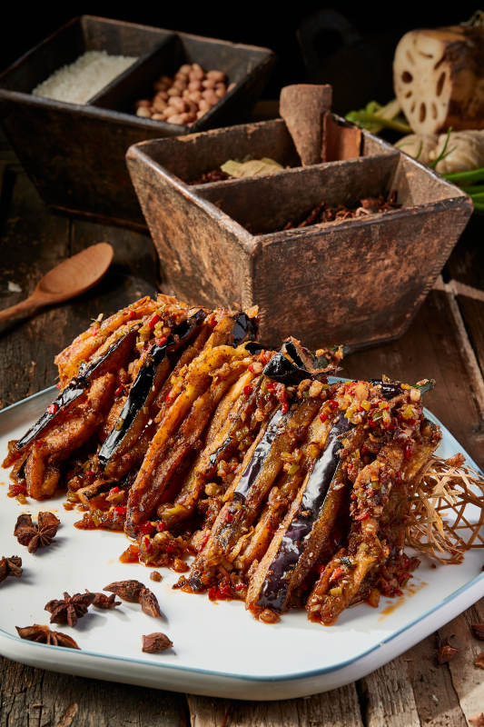 肉沫竹篓酱茄子图片