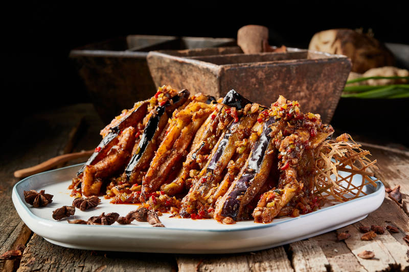 肉沫竹篓酱茄子图片