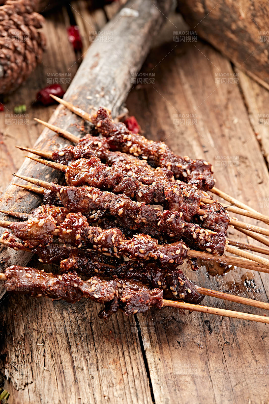 炭烤麻辣牛肉串图片
