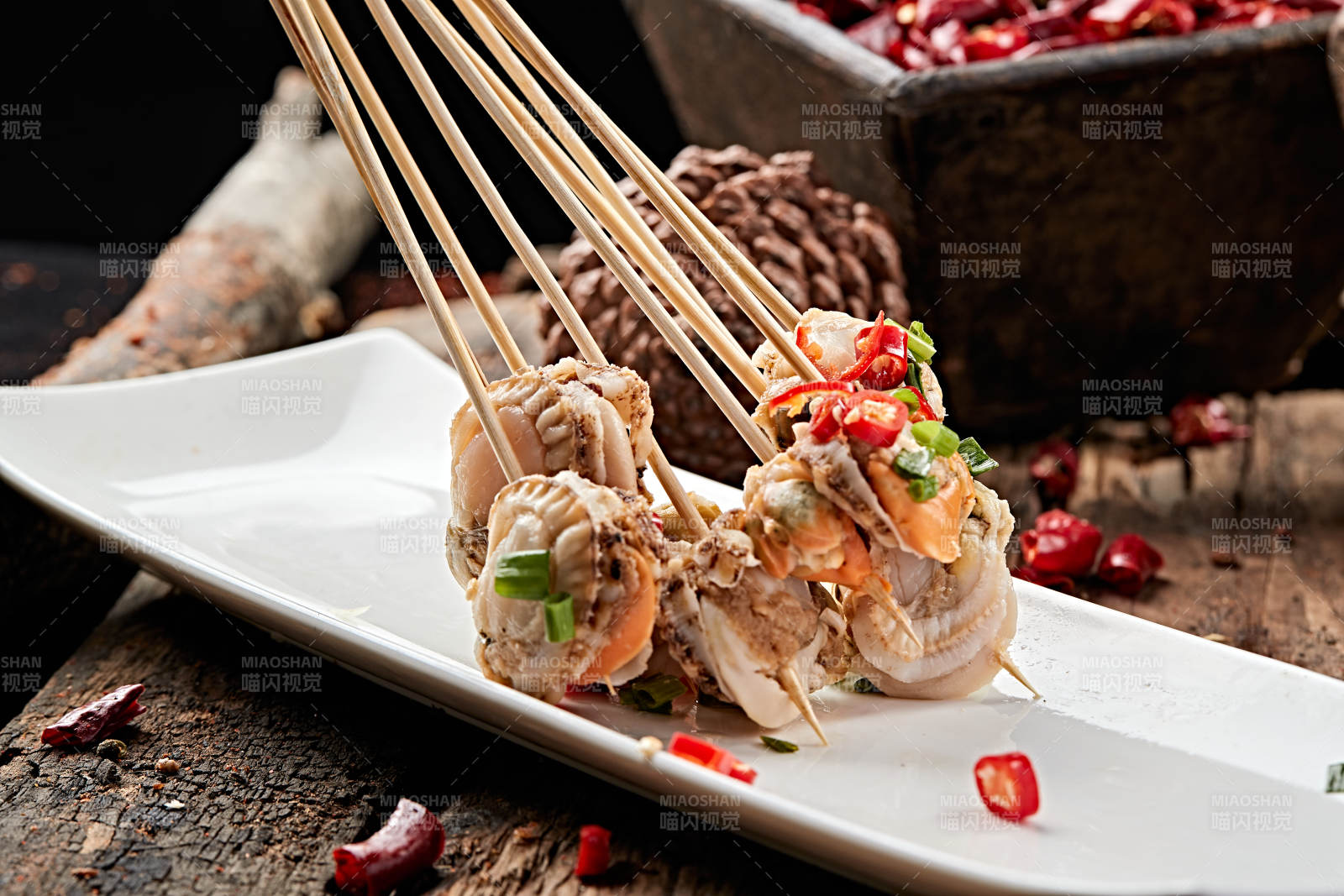 冷锅扇贝肉串串图片