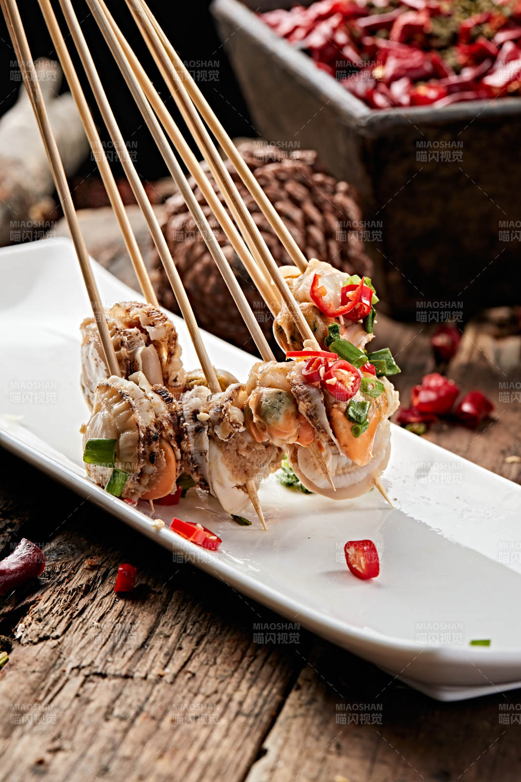 冷锅扇贝肉串串图片