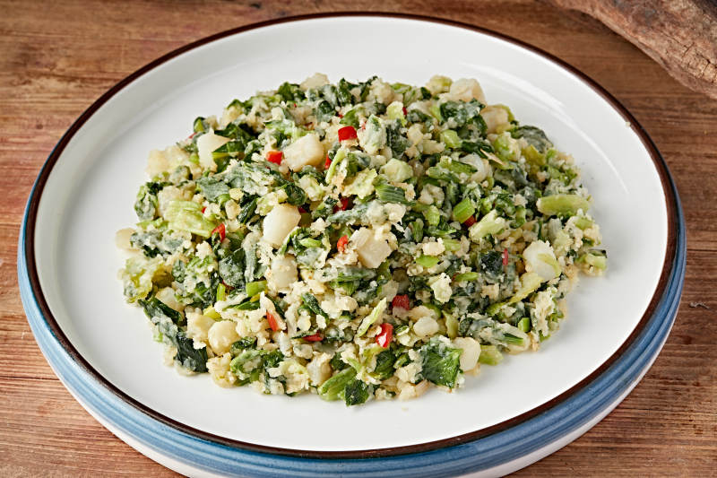 麻油香炒小白菜蒸土豆泥图片