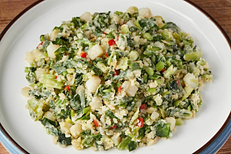 麻油香炒小白菜蒸土豆泥图片