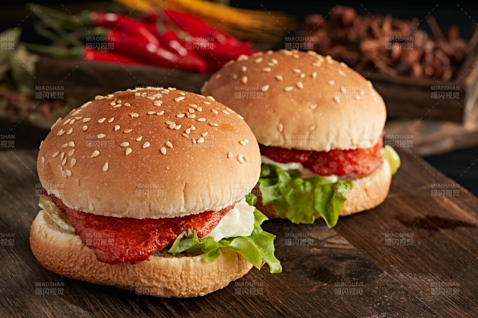 美味炸鸡汉堡包图片