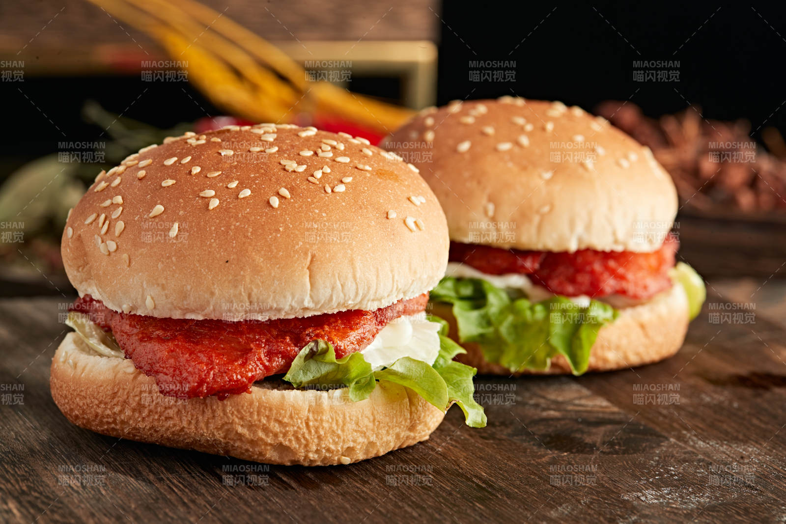 美味炸鸡汉堡包图片