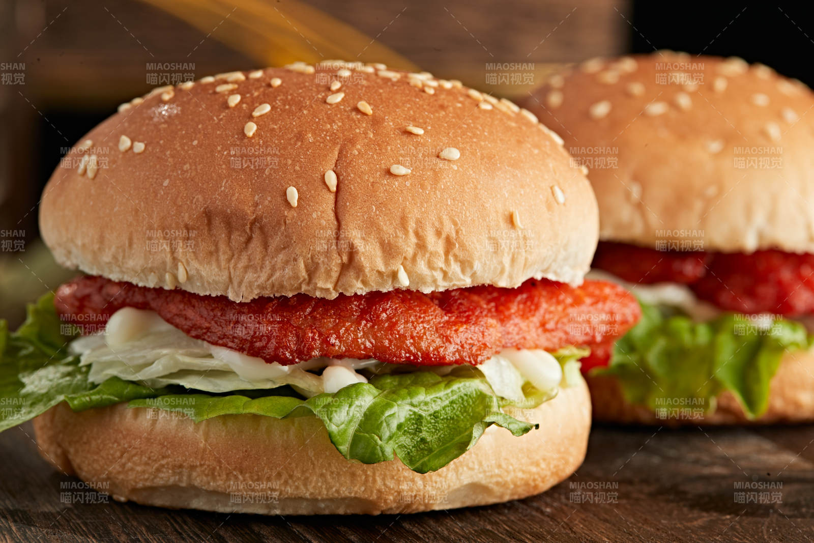 美味炸鸡汉堡包图片