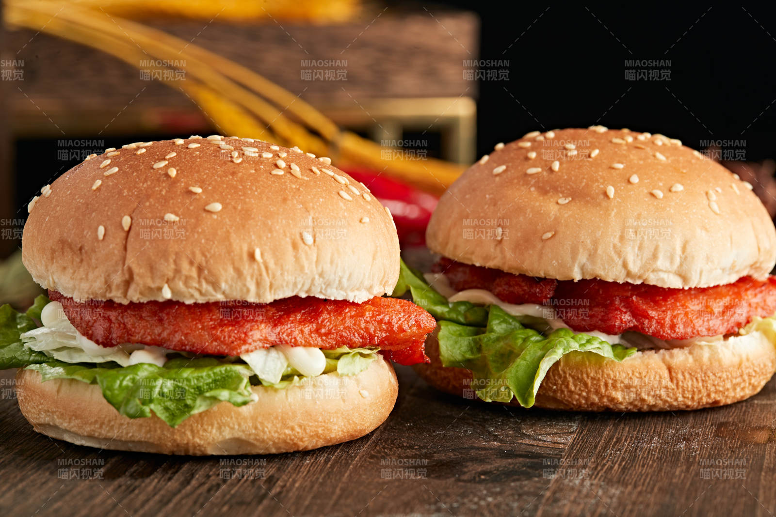 美味炸鸡汉堡包图片