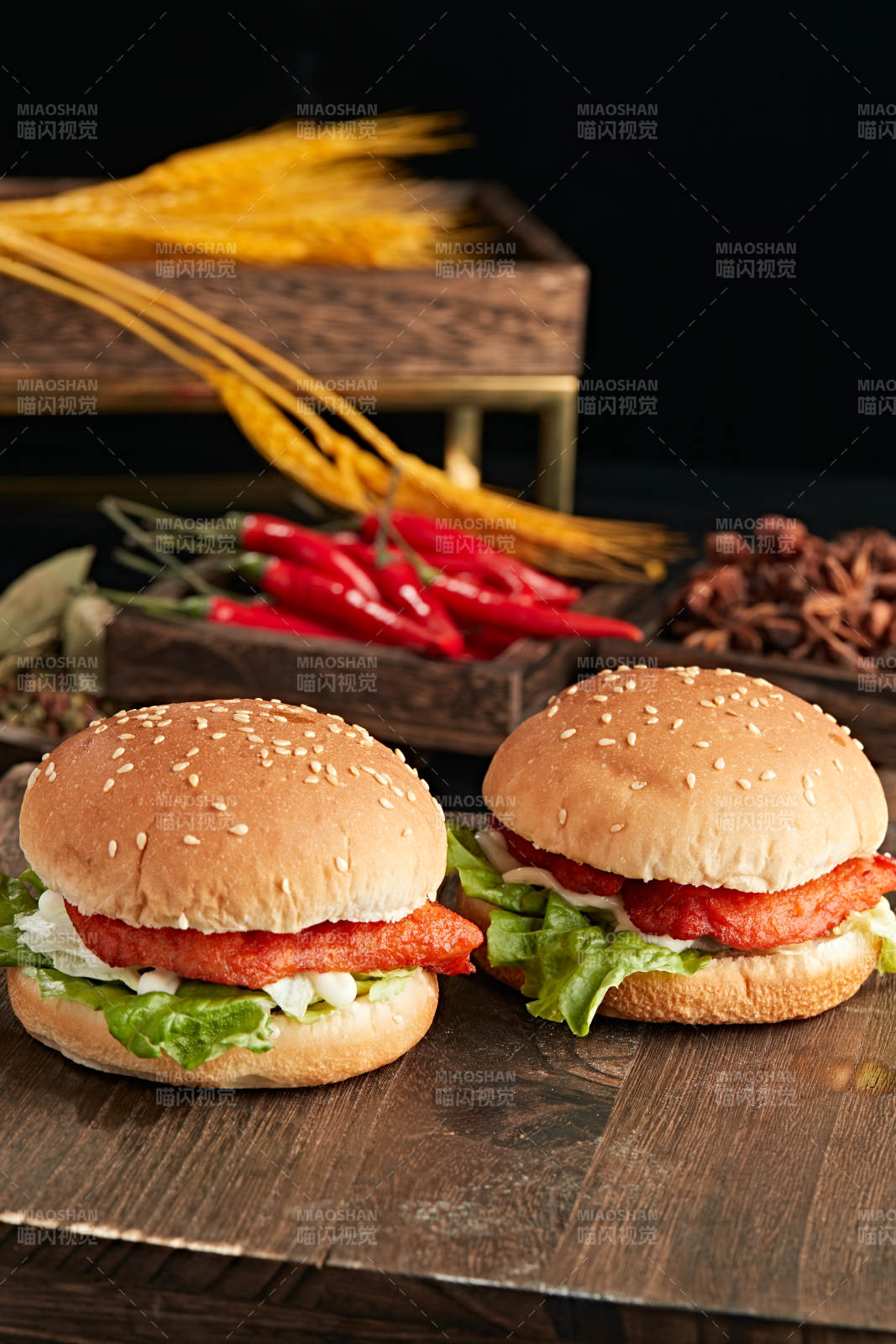 美味炸鸡汉堡包图片