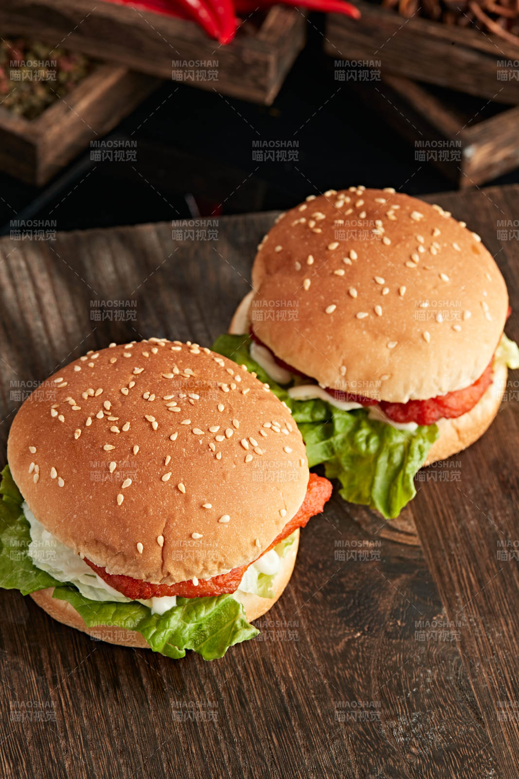 美味炸鸡汉堡包图片