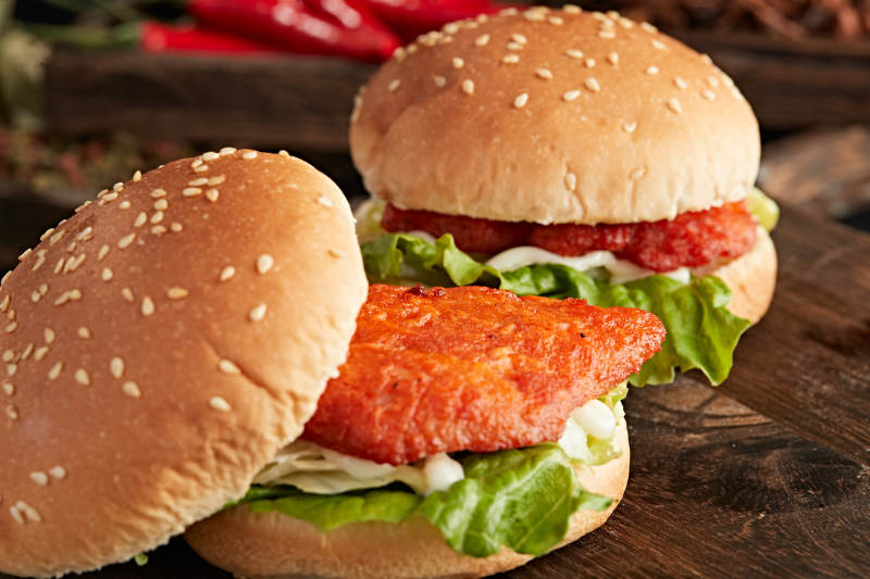 美味炸鸡汉堡包图片