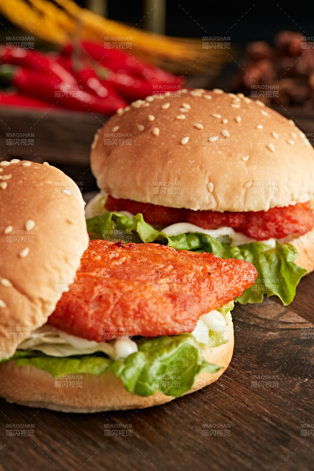 美味炸鸡汉堡包图片