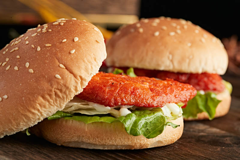 美味炸鸡汉堡包图片