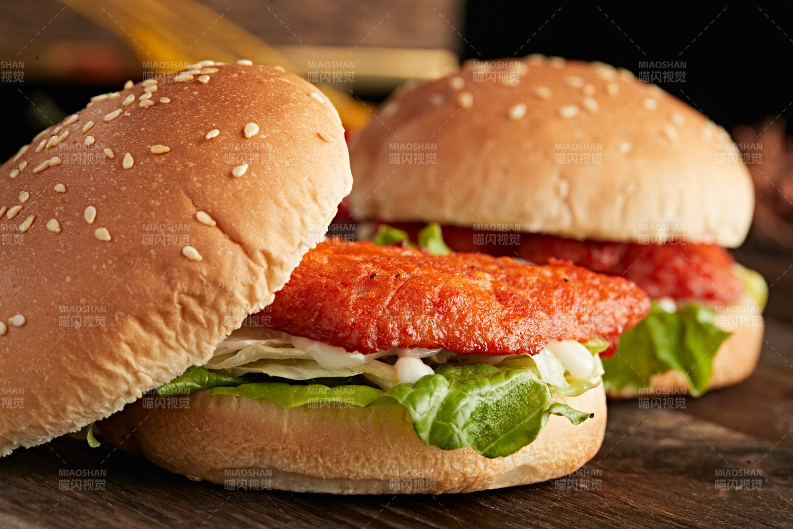 美味炸鸡汉堡包图片