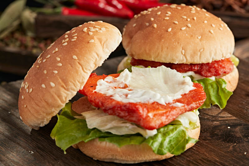 美味炸鸡汉堡包图片