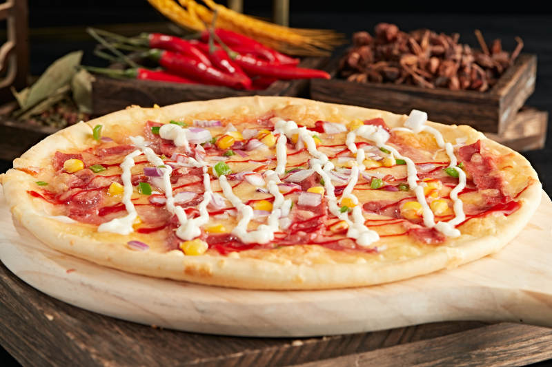自制玉米火腿披萨图片
