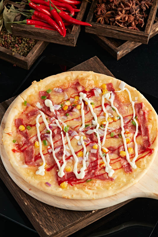 自制玉米火腿披萨图片