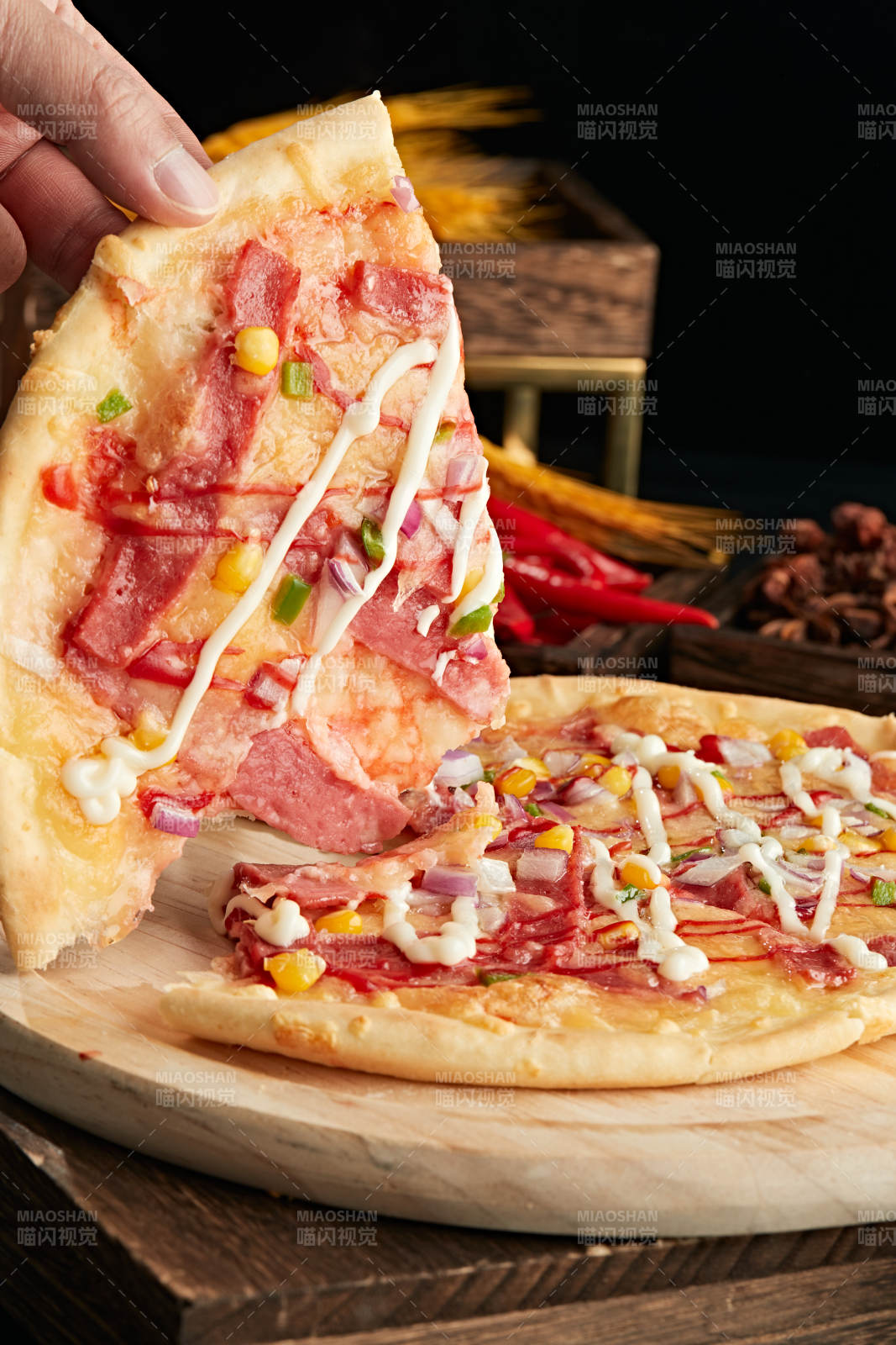 自制玉米火腿披萨图片
