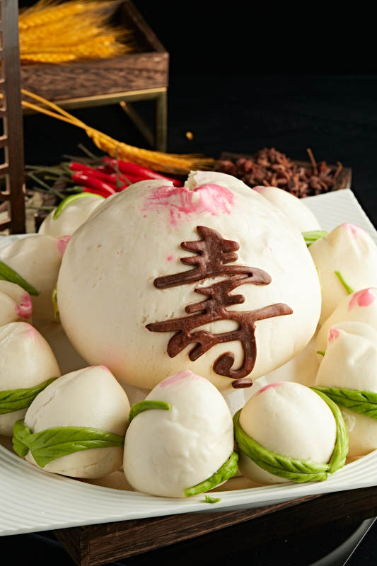 蒸贺寿寿桃大花馍图片