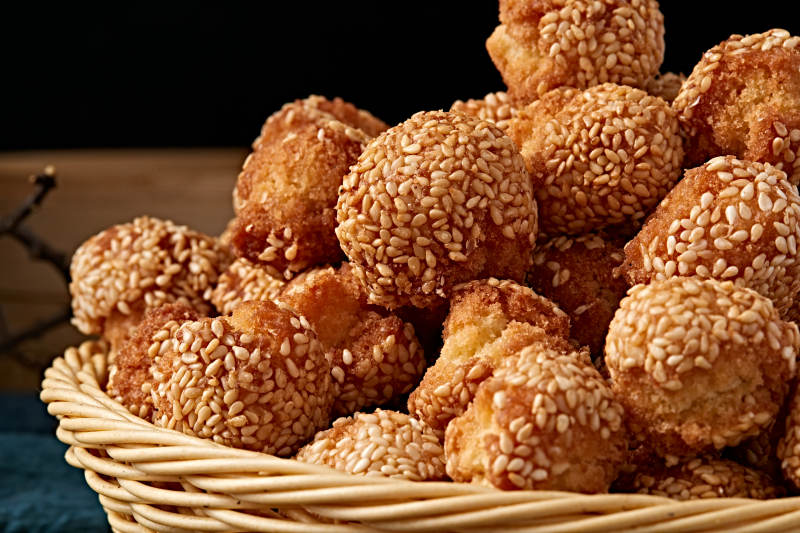 老式年货小吃开口笑芝麻酥图片