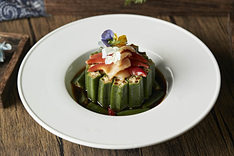 捞汁秋葵北极贝图片