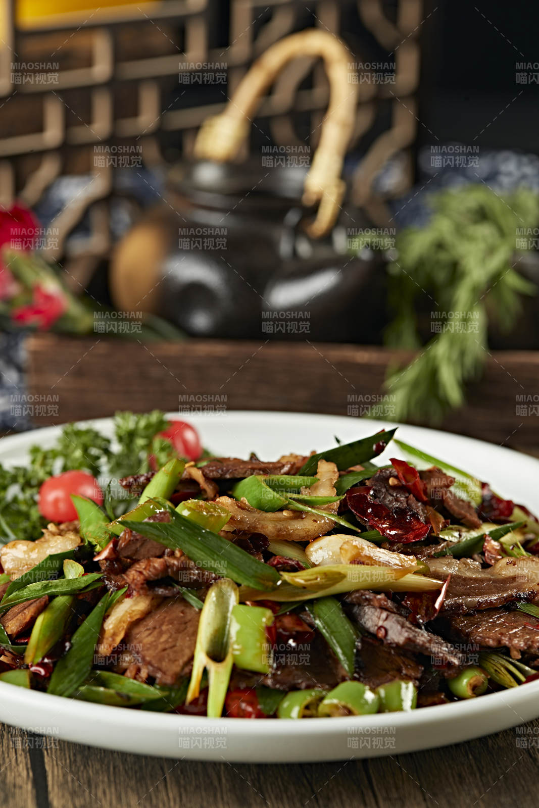 米椒蒜苗辣炒黄牛肉图片