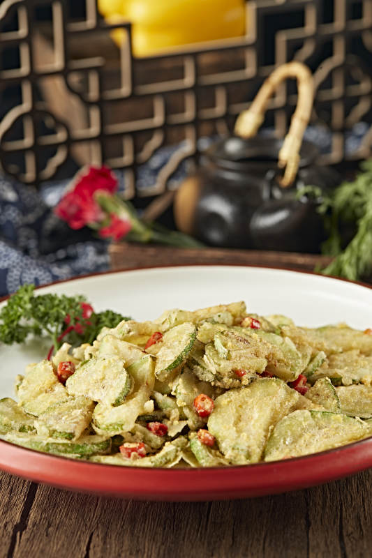 咸蛋黄焗西葫芦片图片