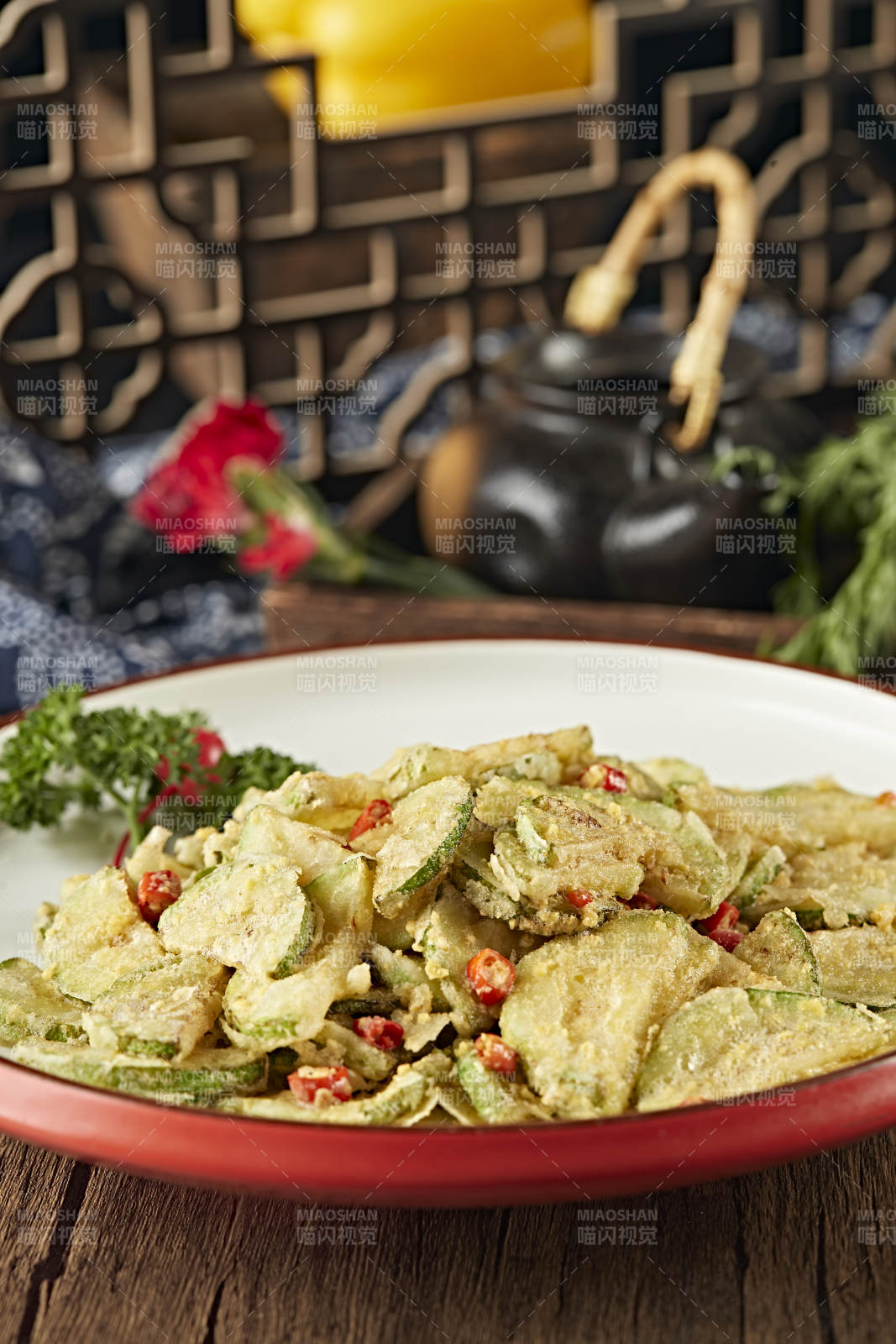 咸蛋黄焗西葫芦片图片