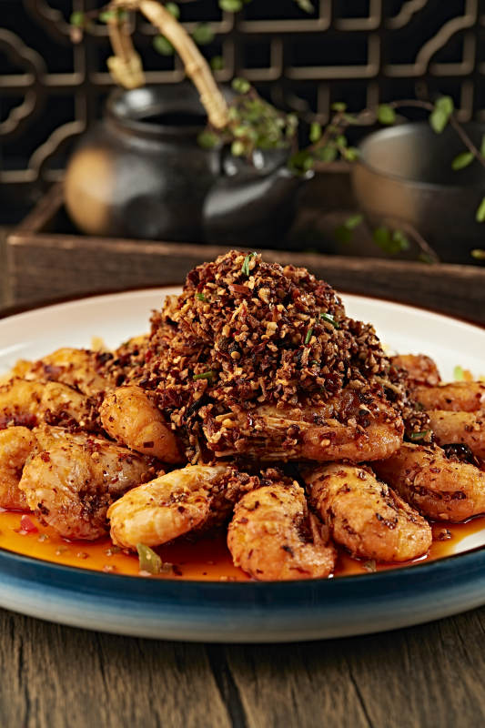 椒麻香辣红油香炸罗氏虾图片