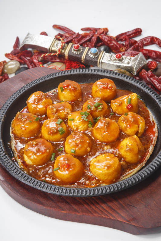 浇汁照烧铁板日本豆腐图片